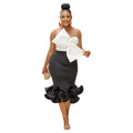 C6397 cross-border   fashion women's sleeveless bandeau bowknot bodycon skirt two-piece set
