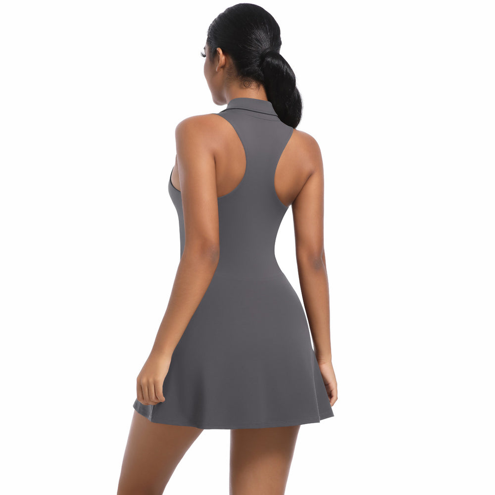 Naked new arrival tight slimming look yoga sports jumpsuit tennis skirt women's outdoor running fitness wear lapel suit