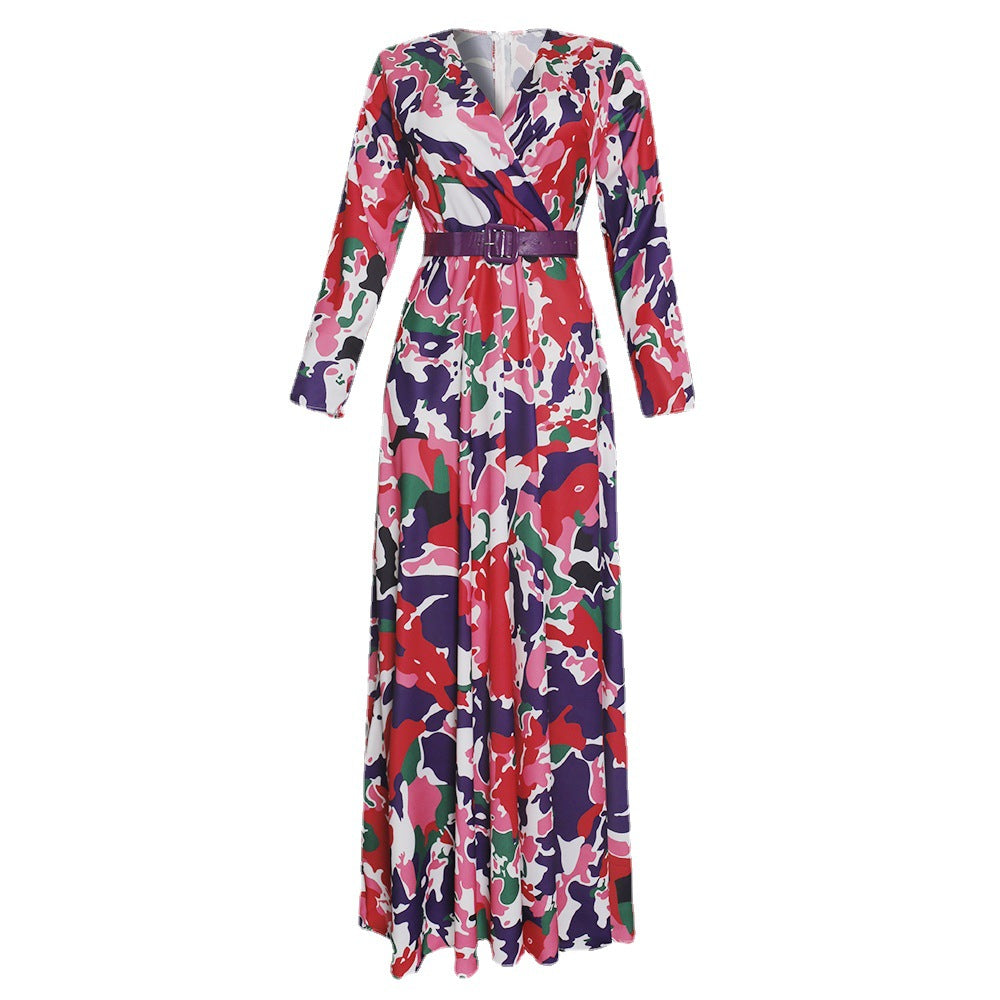 African women's clothing  new plus size summer   elegant dress with belt