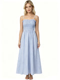 cross-border fashion blue and white striped summer new bandeau cami dress