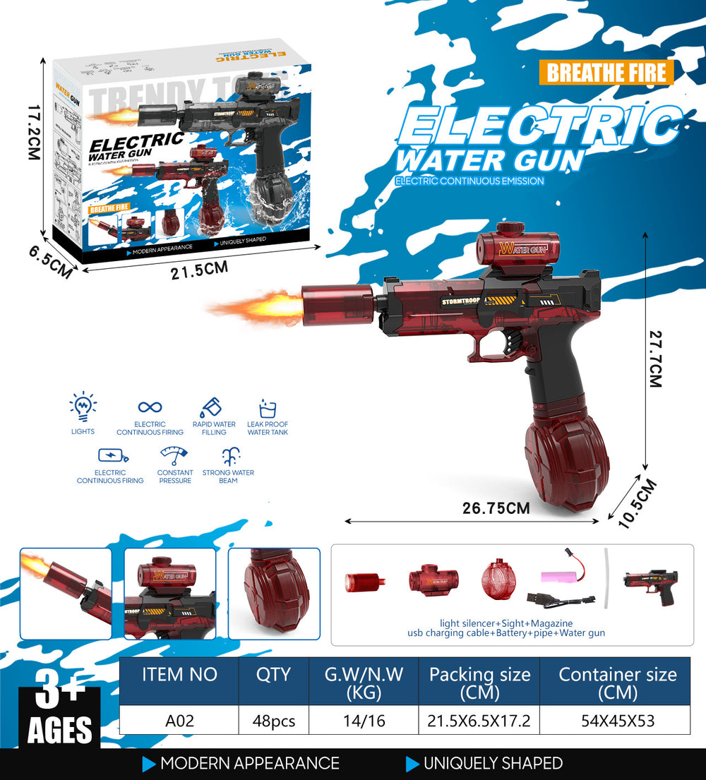 Douyin's popular ice mouse electric water gun pulse water gun automatic water absorption large capacity lighting kids water gun toy