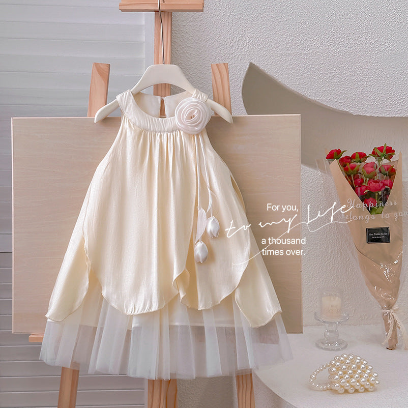 Girls' dress  new summer style halter neck princess dress mesh dress tank dress