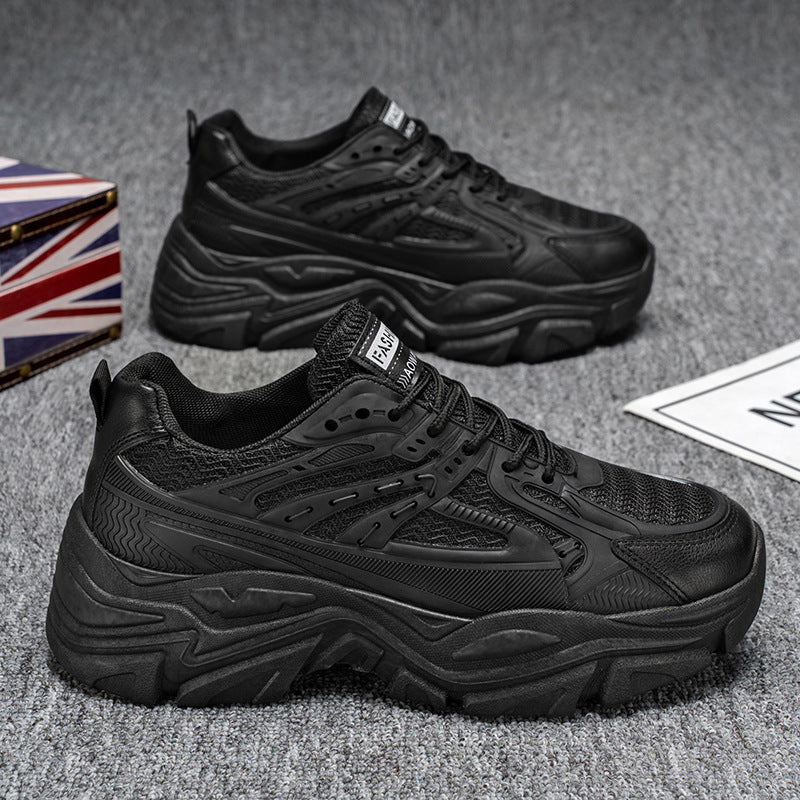 Men's chunky sneakers - spring 2025 new collection - pure white platform sneakers with hidden wedge - athletic running shoes for teens