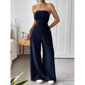 code new arrival  original women's tube top backless jumpsuit navy blue