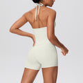 New arrival cross-border pure color brushed beautiful back strap halterhigh waist yoga clothes suit sports running fitness suit for women