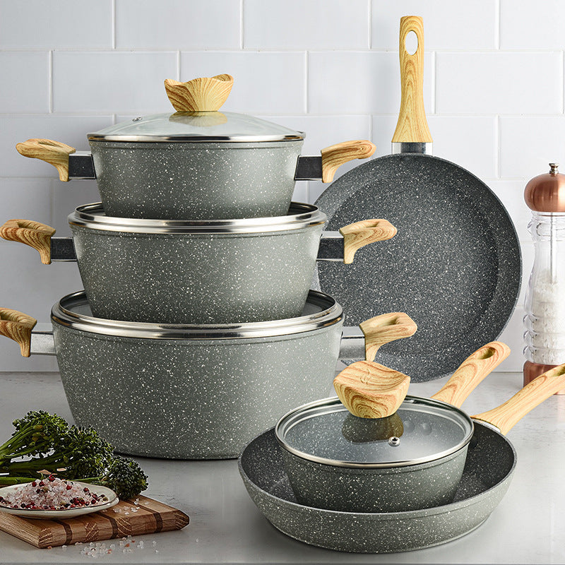 Processing personalizedfor homemedical stone pot suit non-stick flats pot milk pot soup pot six-piece set business gift pot