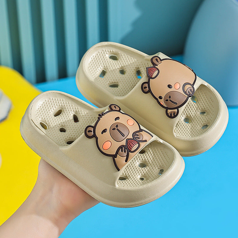 Slippers kidsbath bathroom slippers summer boys and girls cut out leaky non-smelly feet indoor for home soft bottom sandals