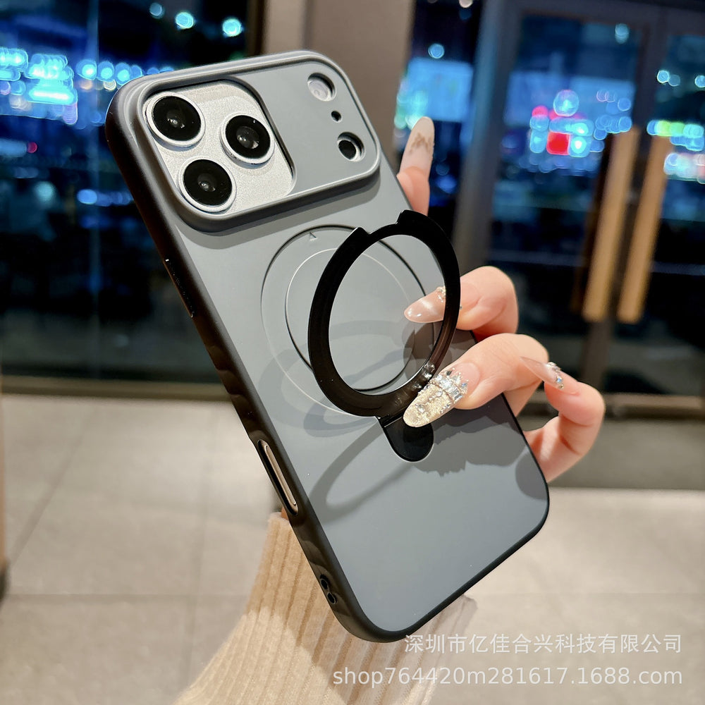 New skin-feeling anti-slip edge suitable for iphone17promax mobile phone case apple 16 metal bracket anti-fall cross-border