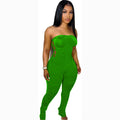 Fashion cross-border supply  women's clothing silm side tie pleated milk silk flat chest jumpsuit