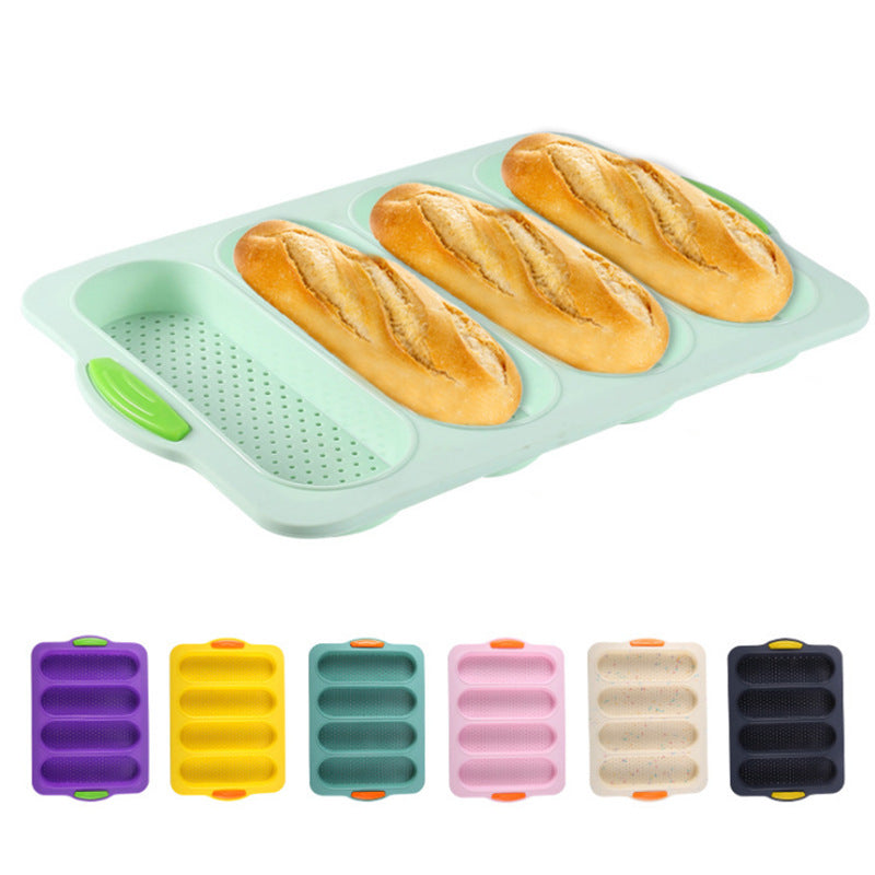 Custom silicone baking mold - baguette mold, 4-cavity non-stick baking pan, bread oven cake mold - wholesale