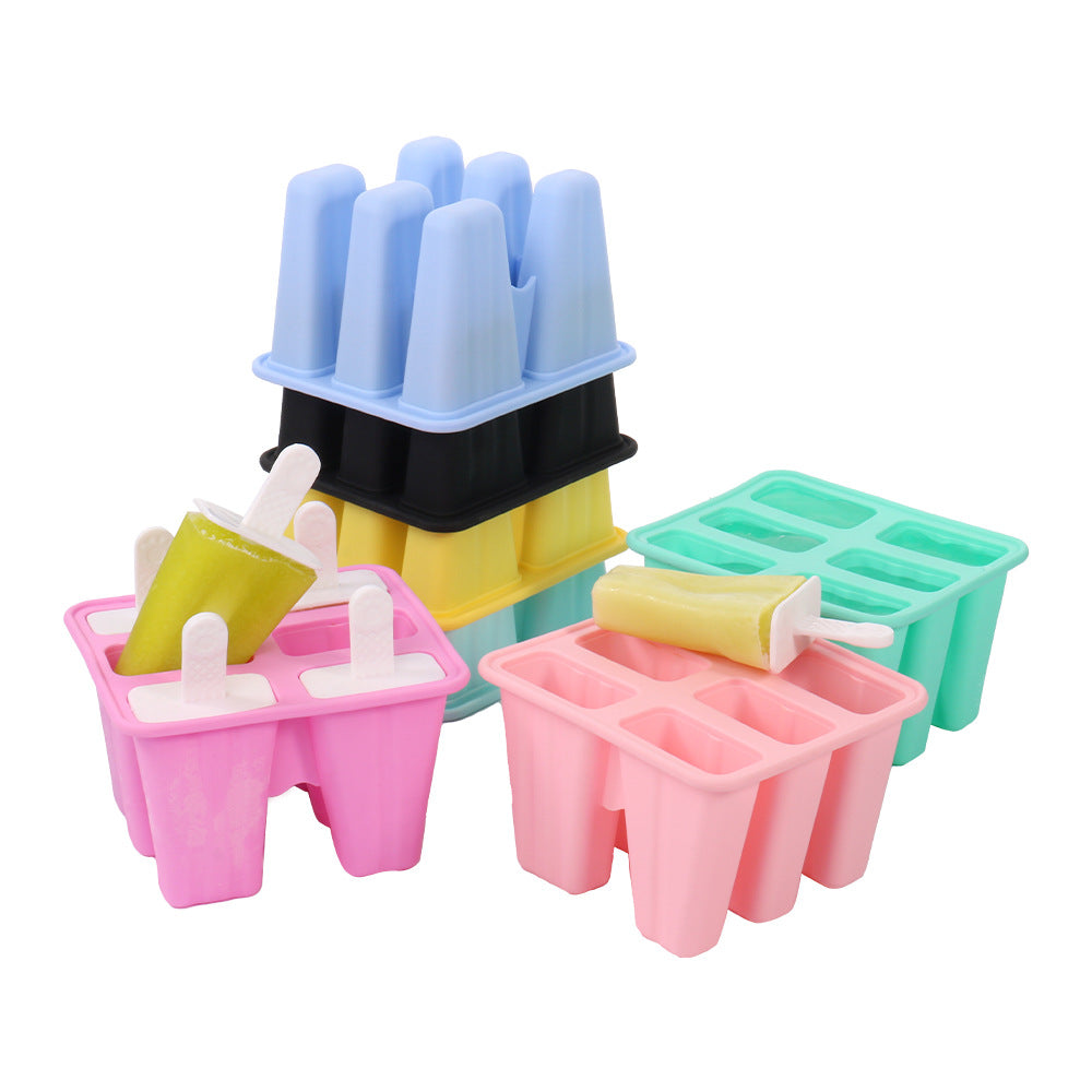ice cream mold 6 grids with pp stick new children's silicone ice grid DIY ice cream mold ice box