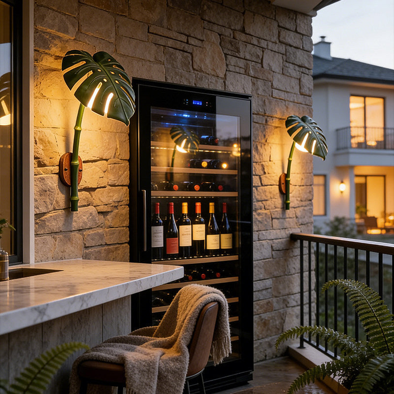 Outdoor waterproof artificial monstera wall light - perfect for villa courtyards, balconies, corridors, walkways, gardens, and patio decorative landscape lighting