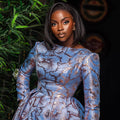 European and american cross-border women's clothing:  summer new arrival - elegant round neck, long sleeve, cinched waist, midi a-line pleated dress