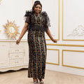 African cross-border sourcing:  new stretch sequin short-sleeve mermaid maxi dress evening gown fashion women's clothing