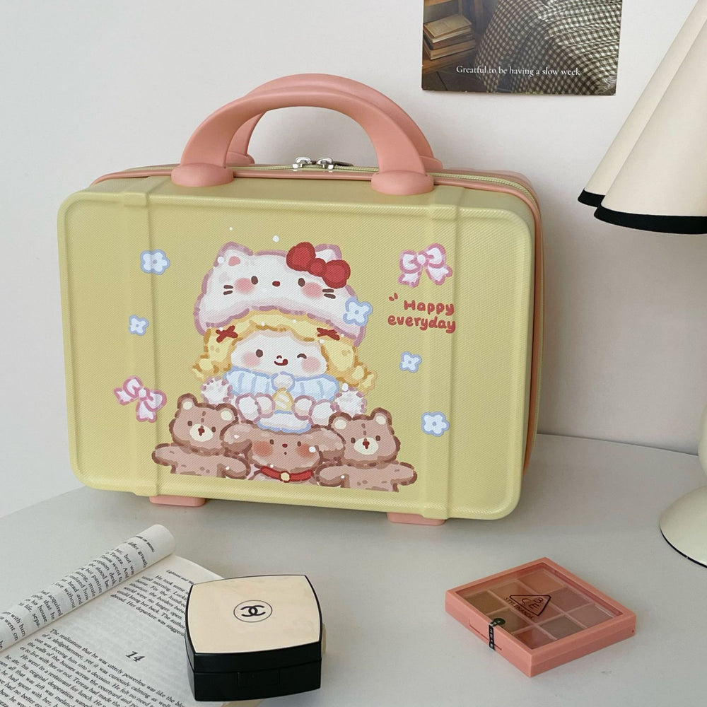 Mini luggage box pastoral style cosmetics storage travel satchel box portable storage box outing storage cosmetic bag