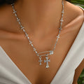 Customized sweater chains, european and american cross-border jewelry, niche design cross necklaces, sweet & cool hip-hop style necklaces