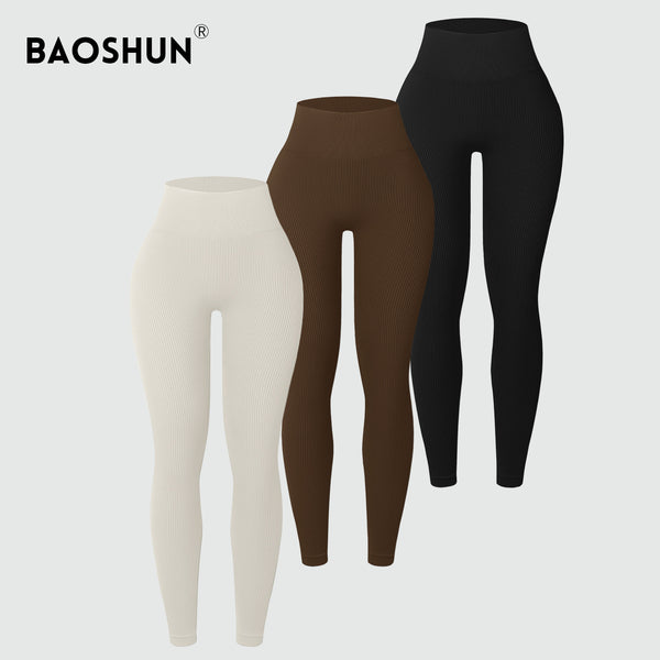 Threaded high-elastic leggings, wear high-waisted hip-lifting seamless yoga pants, quick-drying, breathable and perspirating cycling fitness pants