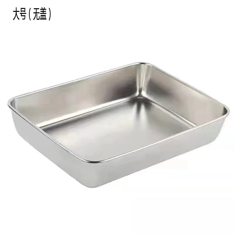 stainless steel towel tray for homemultifunctional covered square tray refrigerator food preservation box barbecue tray manufacturer