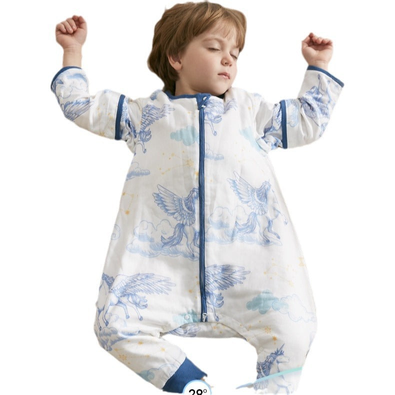 Baby sleeping bag - spring/autumn gauze, summer style, kids' split-leg sleeping bag, baby anti-kick quilt, all-season use