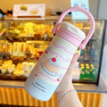 Cartoon kids thermos cup 316 ceramic liner high appearance large capacity double drinking cup portable student straw water cup