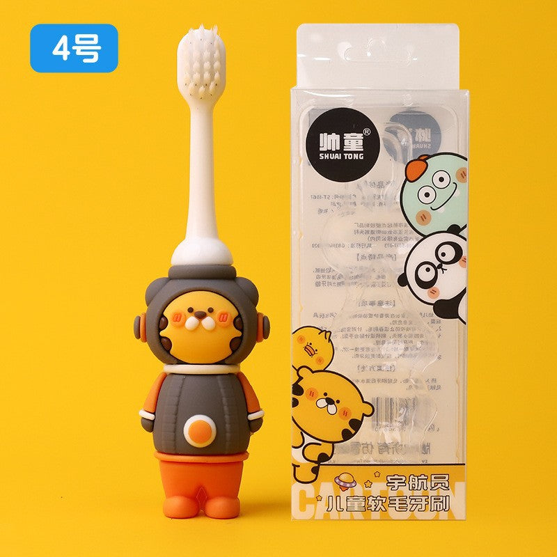 Boxed children's toothbrush cartoon baby cartoon astronaut soft bristle toothbrush 3-12 years old baby oral cleaning