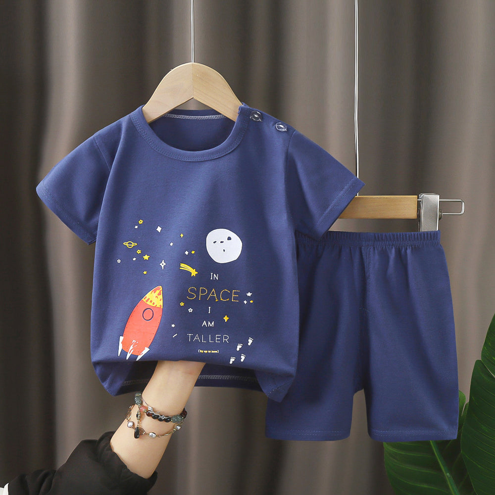 Summer children's clothing set: pure cotton t-shirt & underwear for boys and girls, baby & infant short-sleeve tee and shorts - dropshipping available