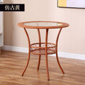 Minimalist balcony leisure storage small round table mini rattan woven tempered glass coffee table round small coffee table set