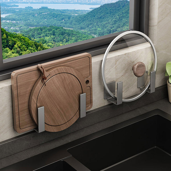 No punching pot lid rack, kitchen rack, wall-mounted cutting board, cutting board, multi-functional wall storage artifact rack