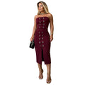 C7321 european and american style skirt set - sexy bandeau top & slit midi skirt - elegant & fashionable summer collection - cross-border women's apparel