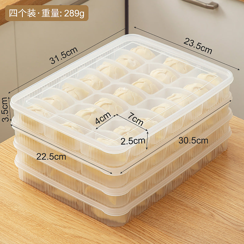 Refrigerator fresh-keeping box divided into compartments Food storage box with lid Plastic food grade dumpling box Freezing box Large capacity