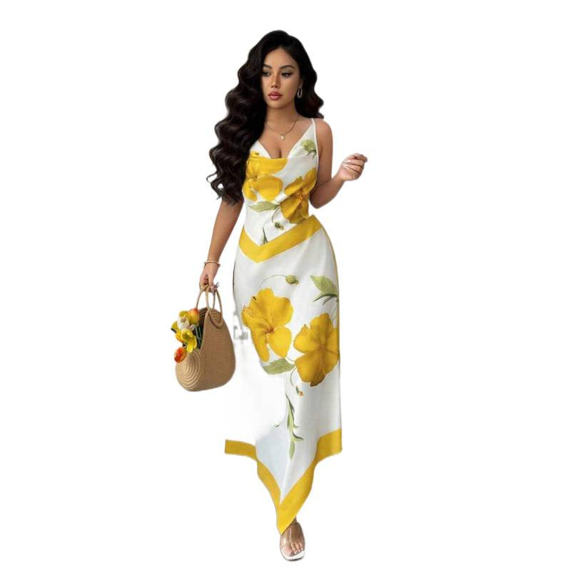 Amazon european and american romantic vacation long slip dress -  summer new arrival - slimming and figure-flattering