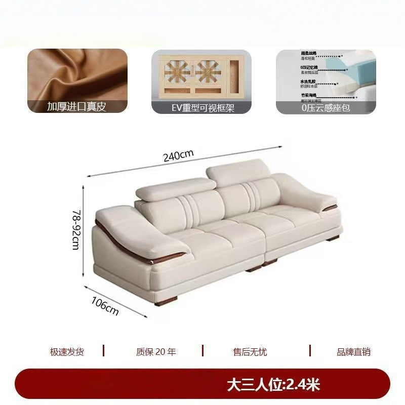 2025 new genuine leather sofa set, modern leather furniture for home living room, top grain cowhide sofa