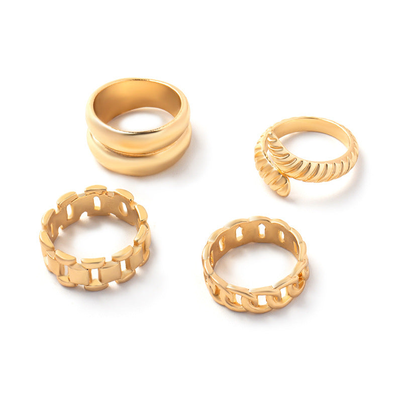 Electroplated ring set wholesale - european & american cross-border jewelry - unique, statement-making, vintage-inspired, gold-plated, high-end knuckle rings for women
