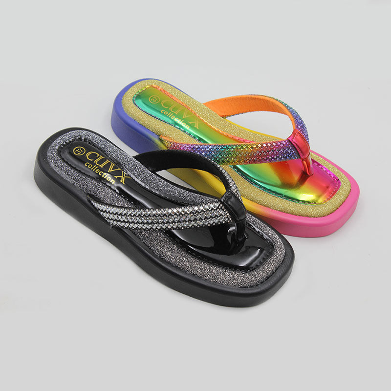 Cross-border fashion platform slippers thick-bottomed casual flip-flops women's slippers