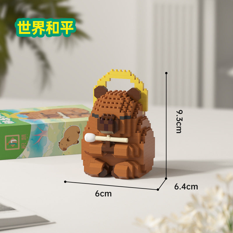 Compatible with lego children's educational toys capybara building blocks assemble toys cartoon dolls boys and girls ornaments