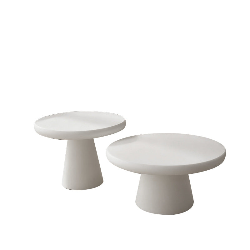 Microcement conical tea table - nordic style living room accent table - space-saving, cream-colored, trendy coffee table