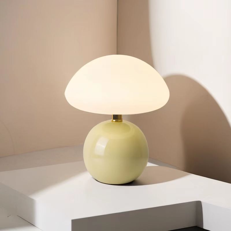 Mushroom night light - creamy ceramic, warm ambiance, always-on, eye-care led, bedroom decor, bedside lamp