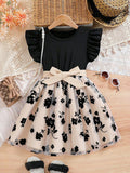 spring/summer new arrivals: european & american style girls' flutter sleeve knit pullover dress - princess dress for toddlers and young children