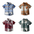 Export children's clothing new kids shirt boys spring and summer boys shirt personalized wholesale children's short-sleeved plaid shirt