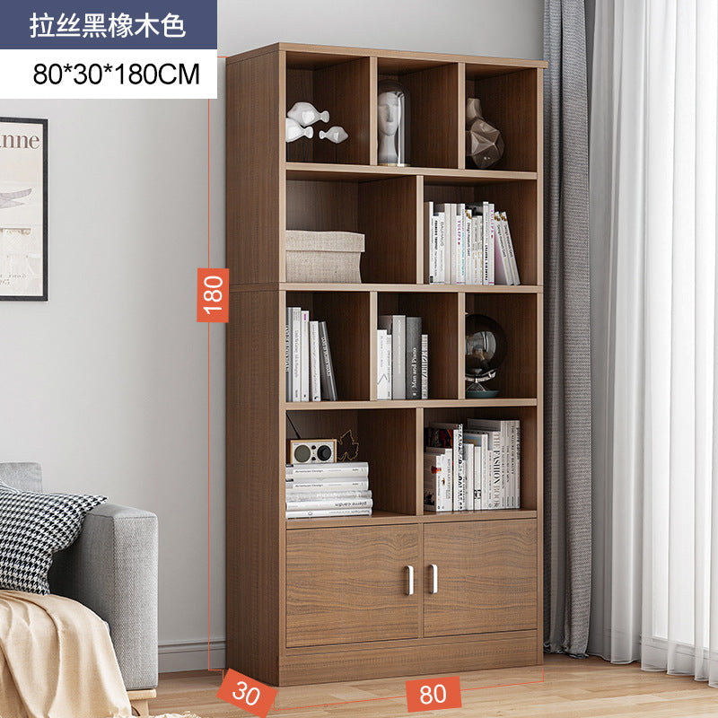 Simple bookshelf floor-to-ceiling against the wall, living room shelf layered storage rack, storage cabinet integrated, simple household bookcase