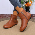 plus sizefashion chelsea large ring buckle side zipper boots fall and winternew arrivalpure colorflats cross-border fashion boots