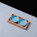 Two-compartment seasoning dish set-blue