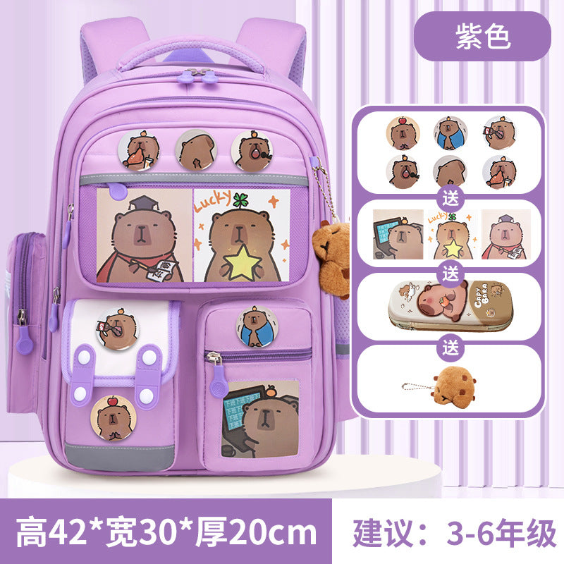 Kapibara new primary school bag, men's and women's 1-3-6 grades, light spine protection, large-capacity children's backpack