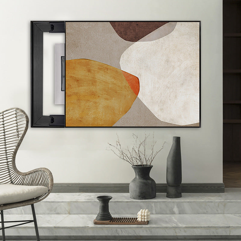 Customized wabi-sandy wind abstract living room meter box decorative painting Nordic wind push-pull electric box hanging painting weak electric box blocking painting