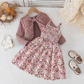 autumn new arrivals: european & american style textured shawl long-sleeve floral dress for girls - princess style