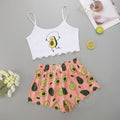 European and american summer women's sexy camisole top and shorts two-piece set - avocado print loungewear set - direct from the manufacturer