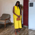 European and american cross-border women's clothing:  summer new arrival - elegant v-neck, loose fit, plus size, drawstring pocket, sleeveless dress