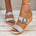 cross-border  large size summer cross-border belt buckle women's sandals women's sequined large size new wholesale large size