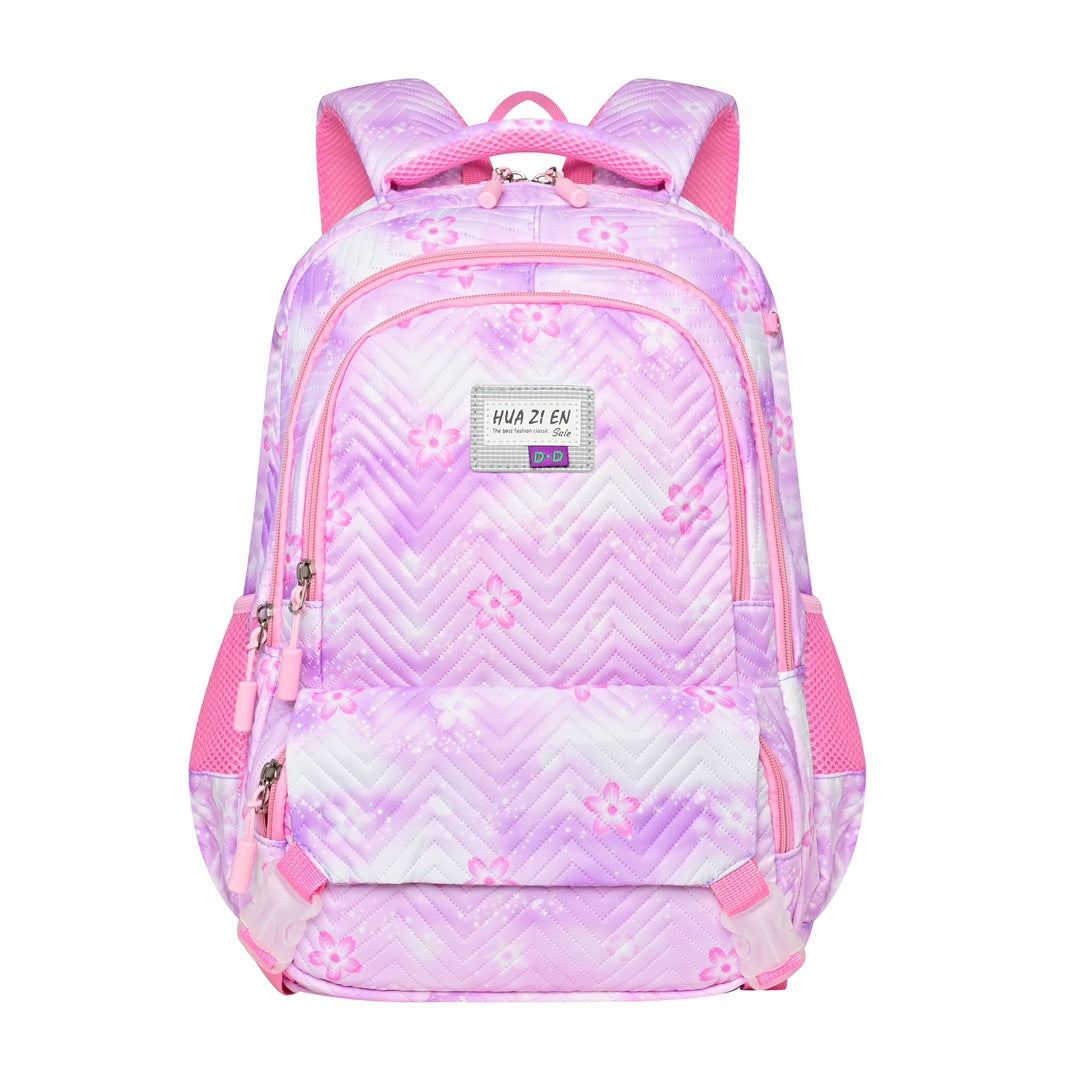 Primary and secondary school girls schoolbag large capacity gradual change backpack to reduce the burden of spine protection ultra light children bag cute