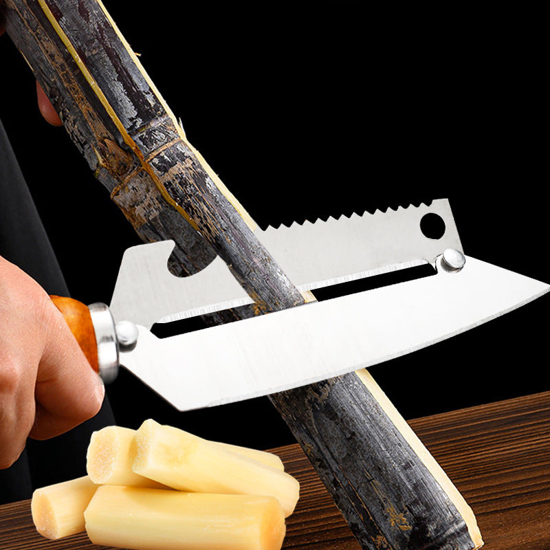 Stainless steel apple peeler with wooden handle - multi-purpose commercial fruit knife, ideal for peeling pineapples, sugarcane, and taro
